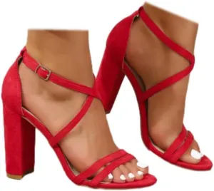 SACFOF Chunky Block High Heels for Women Floral Print Pump Heeled Sandals Open Toe Ankle Strap Buckle Party Dress Shoes