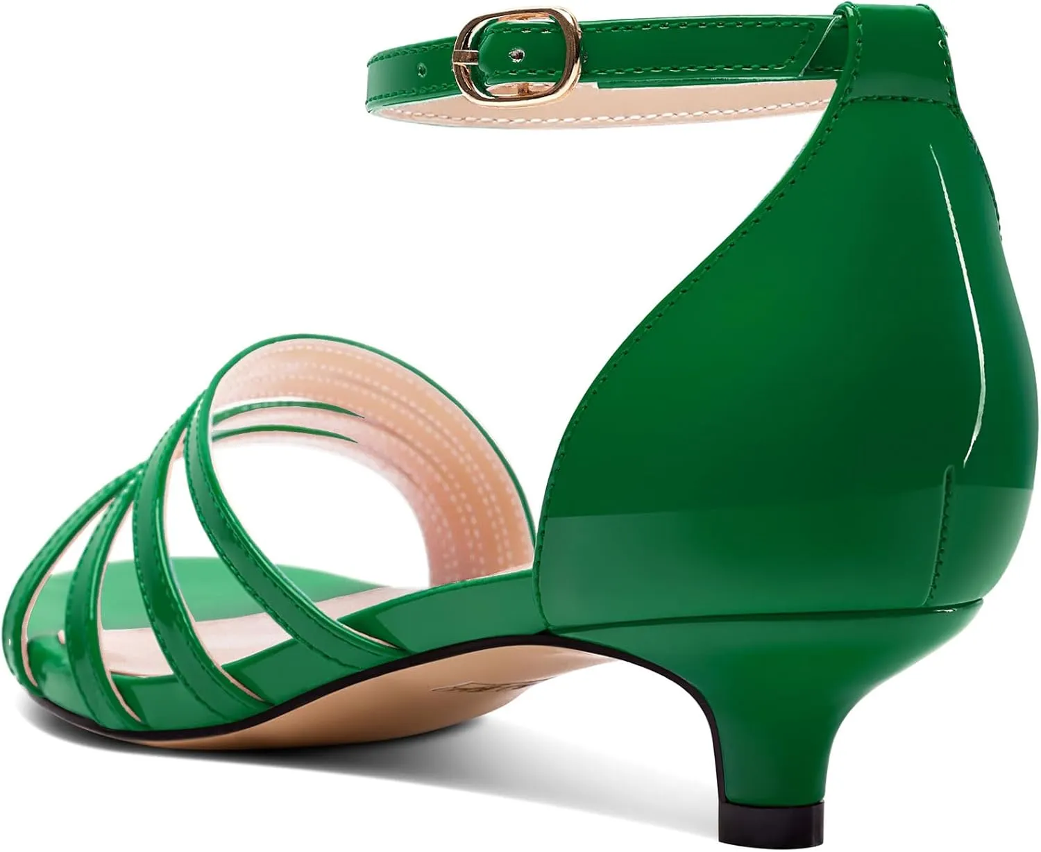 Saekcted Womens Kitten Low Heel Open Toe Sandals Ankle Strap Buckle Dress Shoes Wedding Casual Party 1.2 Inches Heels