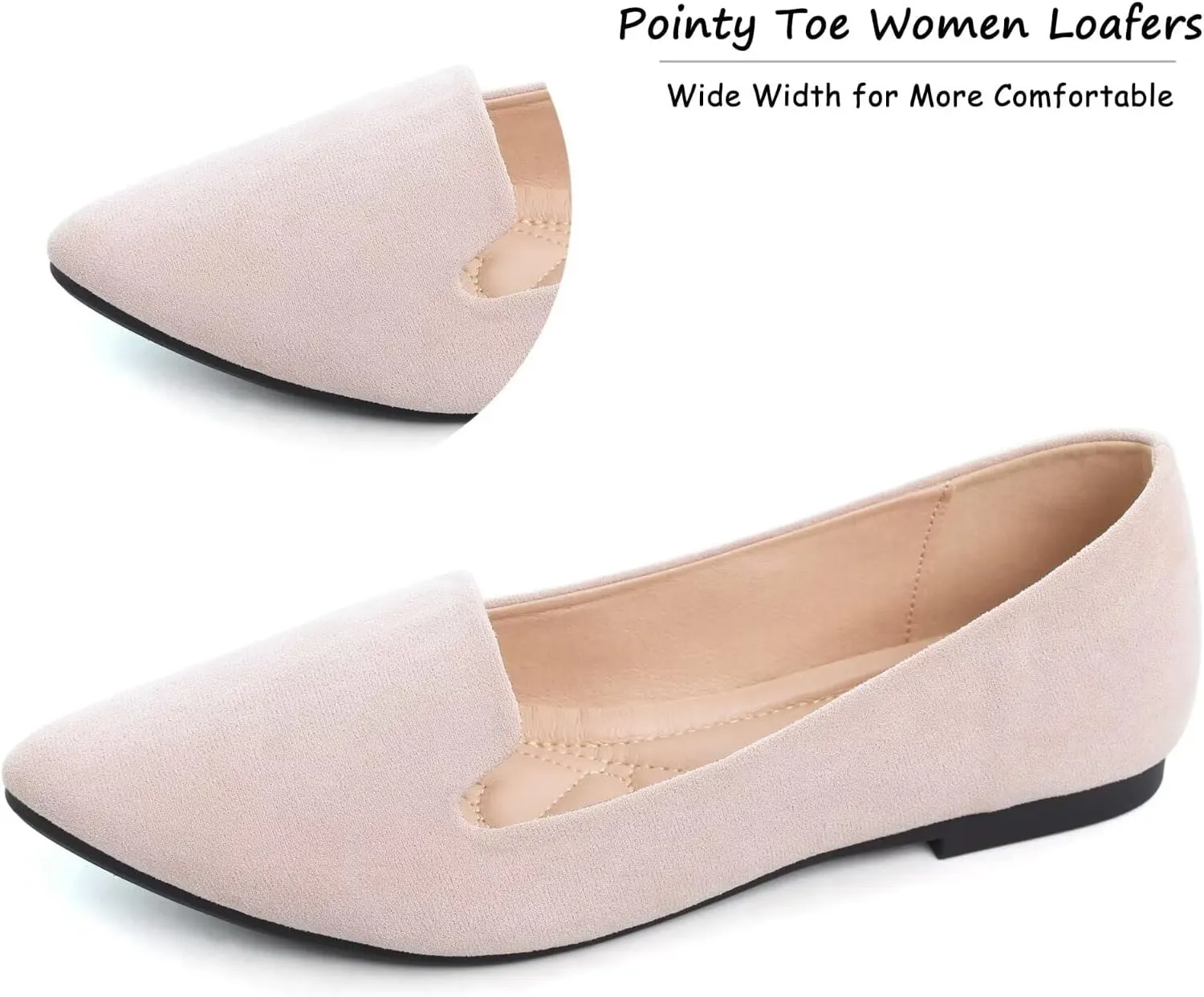 SAILING LU Women Pointed Toe Ballets Flats Faux Suede Comfortable Soft Ballet Walking Shoes Dressy Slip-on Ballerina Shoes