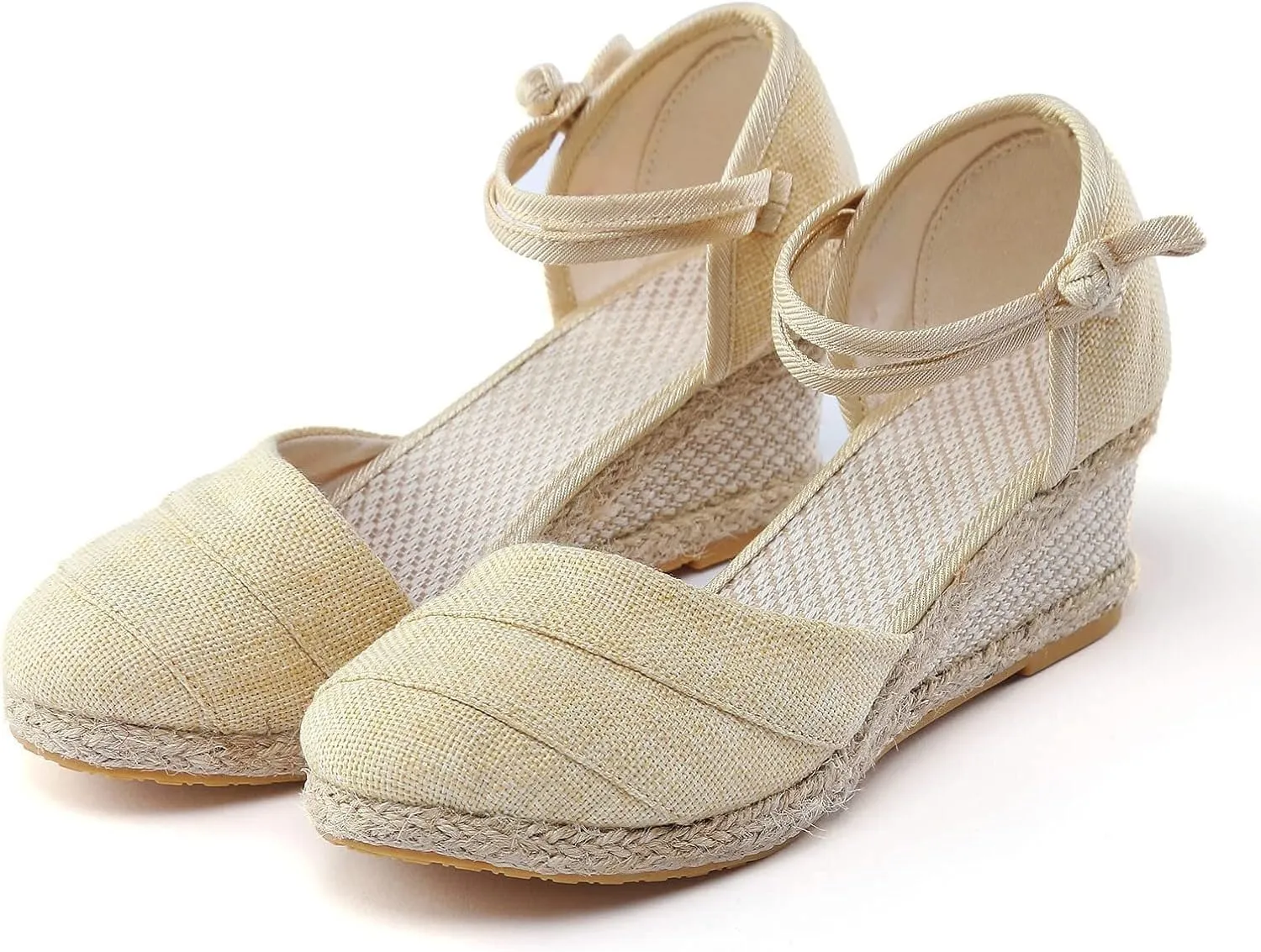 Sandals for Women Dressy Summer,Women's Ankle Strap Closed Toe Espadrille Wedge Sandals Dressy Platform Sandals Casual Shoes