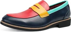 Santimon Men's Four Tone Colors Penny Loafer Slip On Pull on Dress Shoes Casual Boat Shoes Moccasins