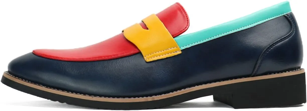 Santimon Men's Four Tone Colors Penny Loafer Slip On Pull on Dress Shoes Casual Boat Shoes Moccasins