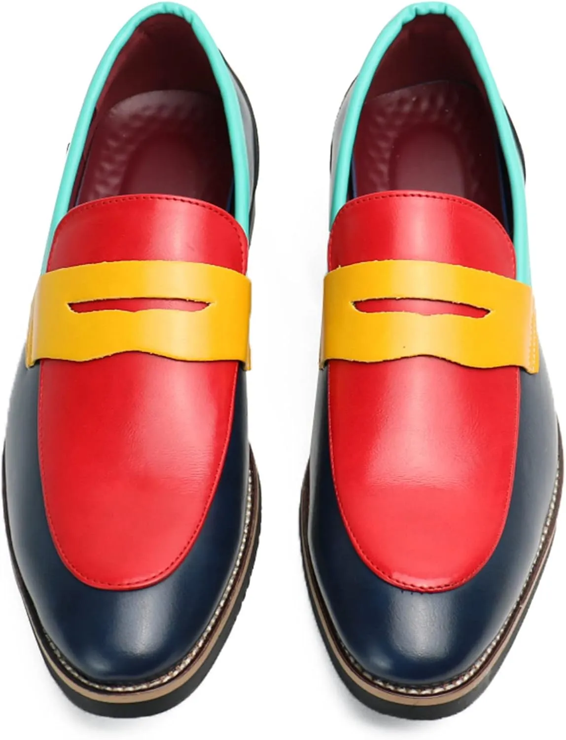 Santimon Men's Four Tone Colors Penny Loafer Slip On Pull on Dress Shoes Casual Boat Shoes Moccasins