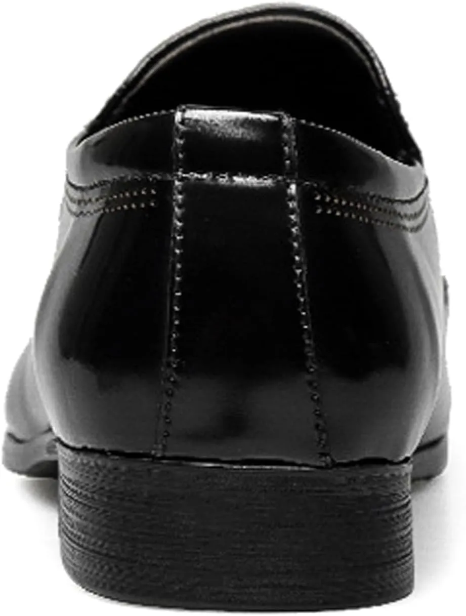 Santimon Mens Leather Slip-On Loafers | Pointed Toe Crocodile Texture Business Casual Dress Shoes| Breathable Comfort Office Penny Loafers