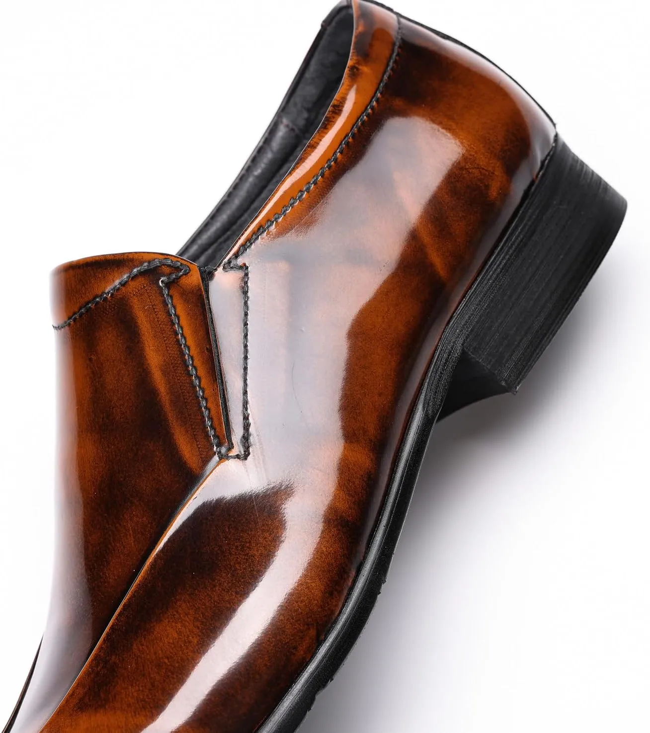 Santimon Men's Patent Leather Slip-On Loafers | Pointed Toe Penny Dress Shoes for Wedding & Business | Shining Casual Loafers with Cushioned Comfort Sole