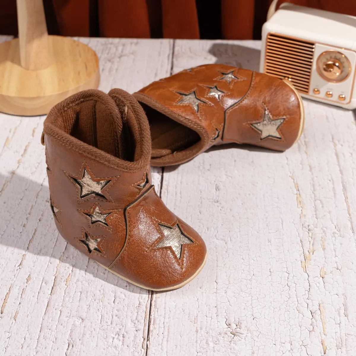 Sawimlgy Infant Baby Boys Girls Plush Winter Snow Boots Cowboy Tassels Bowknot Ankle Side Zipper Soft Sole Boots Toddler Newborn Warm First Walker Crib Outdoor Shoes