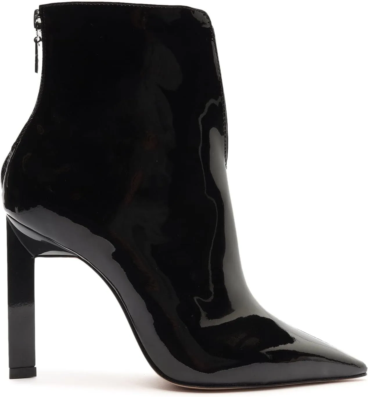 SCHUTZ Viha Black Split Front Pointed Toe Back Zipper High Heel Chic Ankle Boots