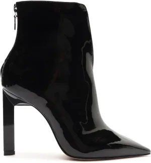 SCHUTZ Viha Black Split Front Pointed Toe Back Zipper High Heel Chic Ankle Boots
