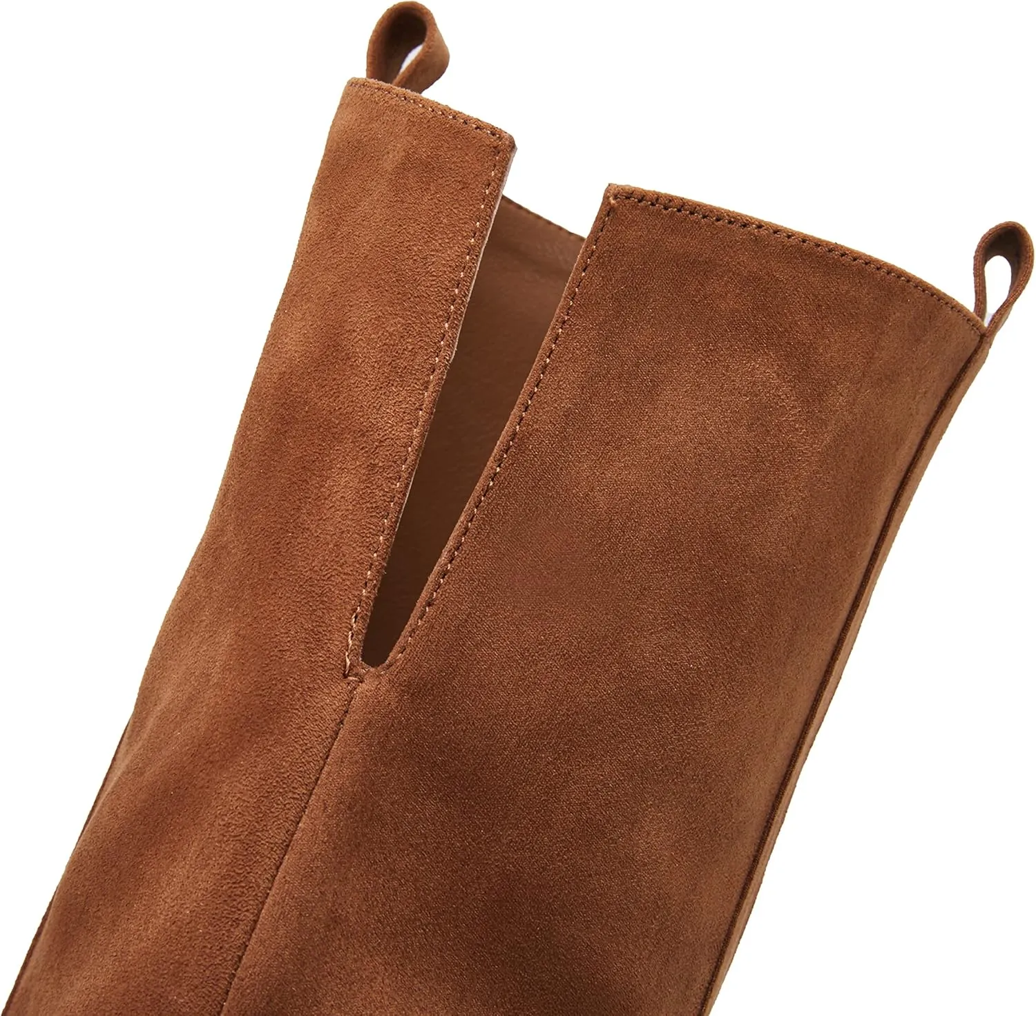 SERAIH Womens Over The Knee Thigh High Boots Faux Suede Pointed Toe Side Zipper Chunky Block Heel Stretch Boots