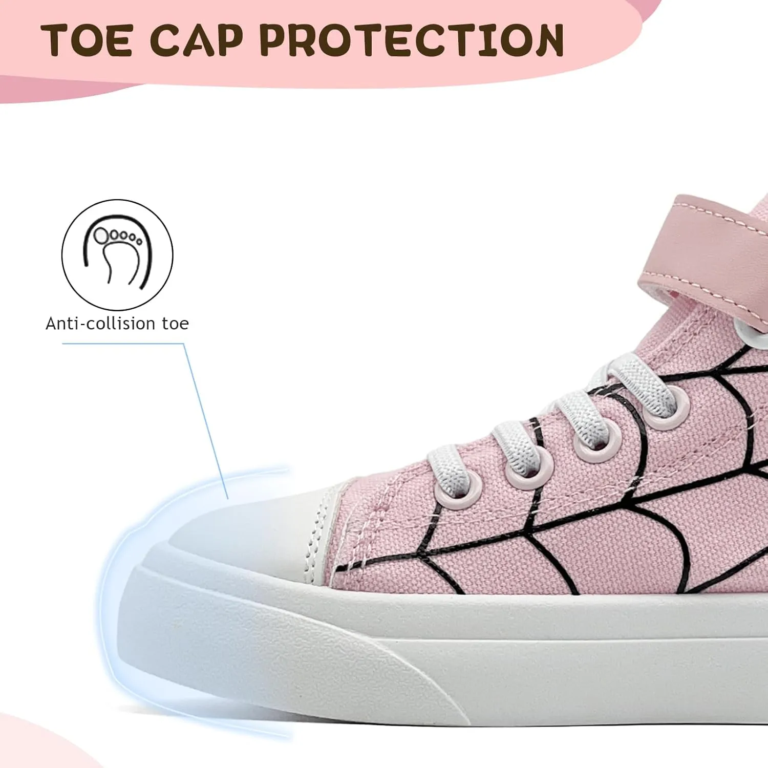 Sharllen Kid Canvas High Top Spider Sneakers Classic Adjustable Strap Lace up Shoes for Boys Girls Casual Tennis Kids Athletic Basketball Running Walking Shoes