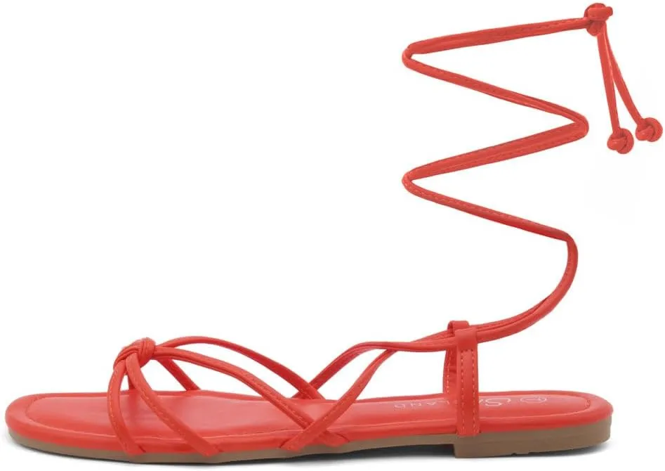 Shoe Land Women’s Flat Lace Up Sandals – Strappy Gladiator Sandals with Adjustable Crisscross Ankle Straps | Comfortable Open Toe Shoes for Summer, Beach & Travel