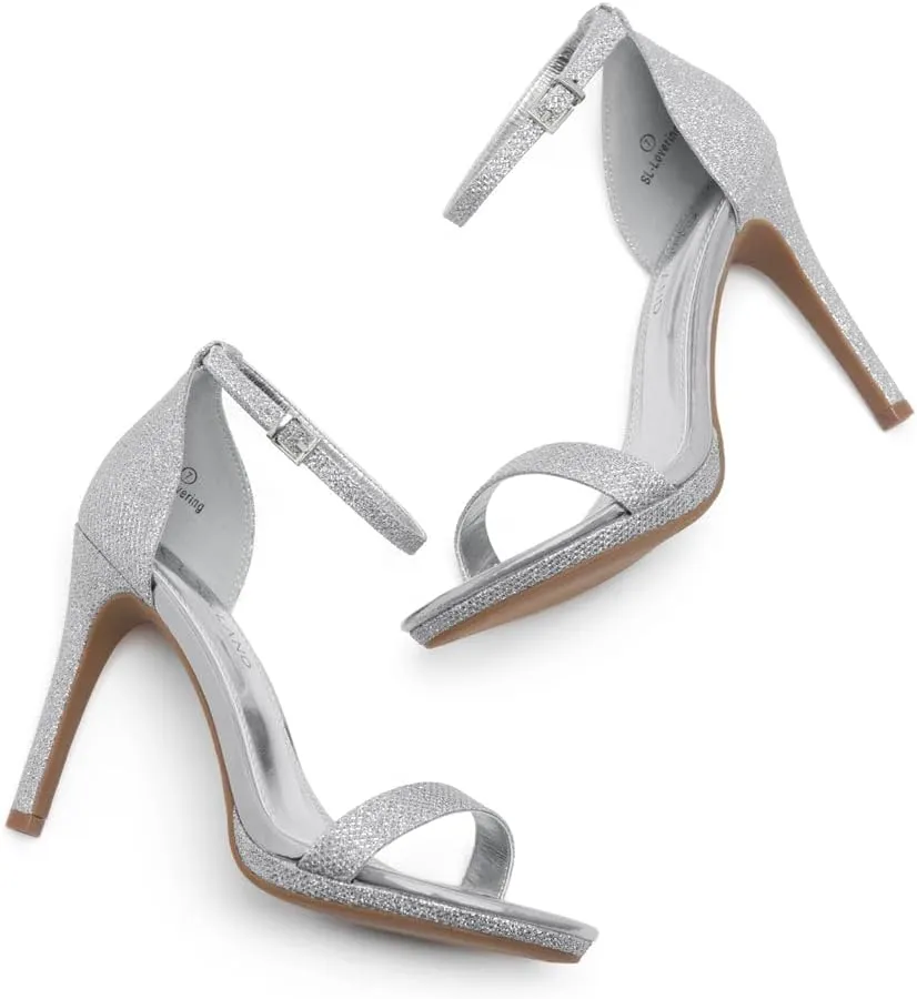 Shoe Land Women’s High Heels – Open Toe Stiletto Heels with Adjustable Ankle Strap | Dressy Sexy Strappy Heeled Sandals for Wedding, Prom, Party & Evening Wear