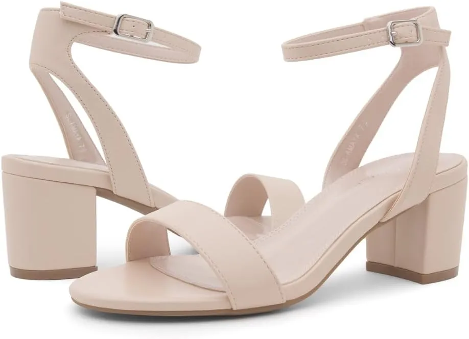 Shoe Land Women's Low Heels – 2.75 Inch Chunky Block Heeled Sandals | Clear Sandals, Open Toe Dressy Short Heels with Ankle Strap for Wedding, Prom & Party