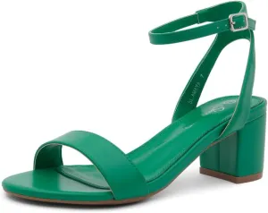 Shoe Land Women's Low Heels – 2.75 Inch Chunky Block Heeled Sandals | Clear Sandals, Open Toe Dressy Short Heels with Ankle Strap for Wedding, Prom & Party