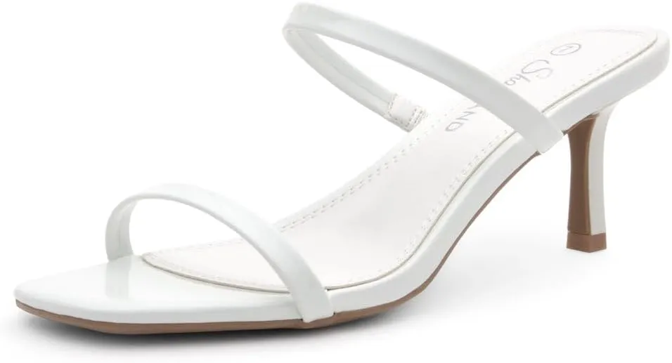 Shoe Land Women's Low Heels | Kitten Heel Sandals for Women | Open Toe Slip-On Slides | Two-Strap Heeled Mules | Dressy Short Heels for Party, Wedding & Vacation