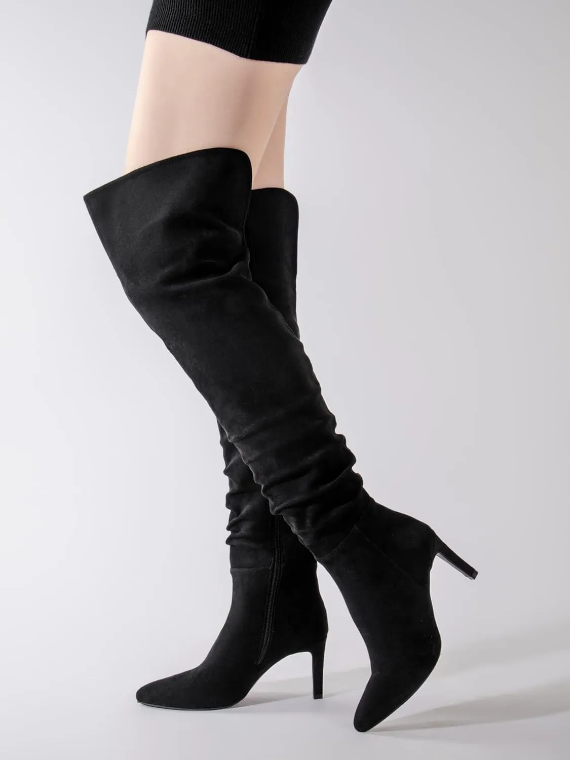 Shoe'N Tale Thigh High Boots for Women Over The Knee Stiletto Heel Pointed Toe Long Sexy Boots