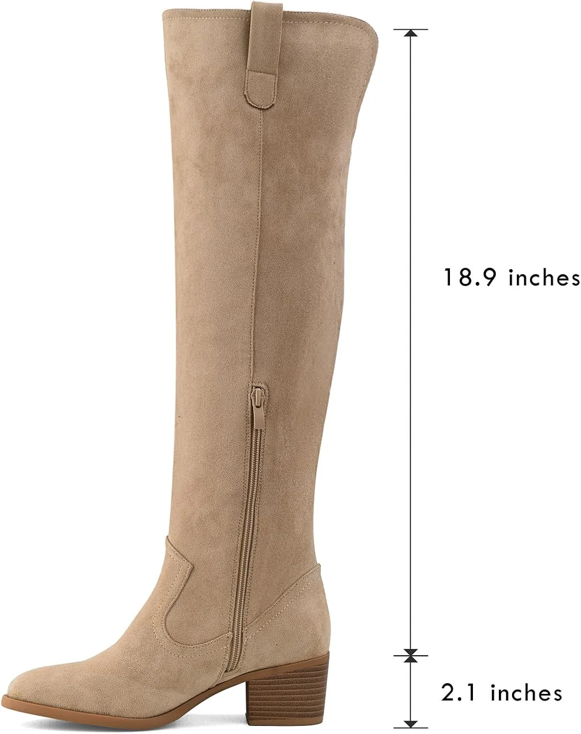 Shoe'N Tale Women's Over The Knee Thigh High Chunky Heel Pointed Toe Faux Suede Side Zipper Fall Weather Winter Boots