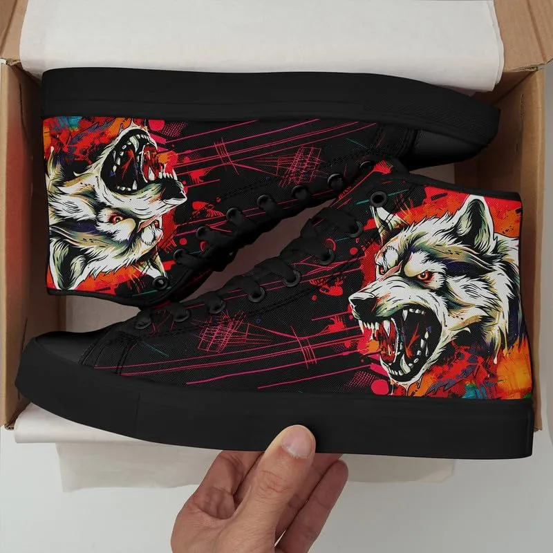 Skull High Top Sneaker for Men Women Fashion Rose Gothic Black Canvas Shoes Unisex Lace Up Casual Tennis Walking Flat Shoes