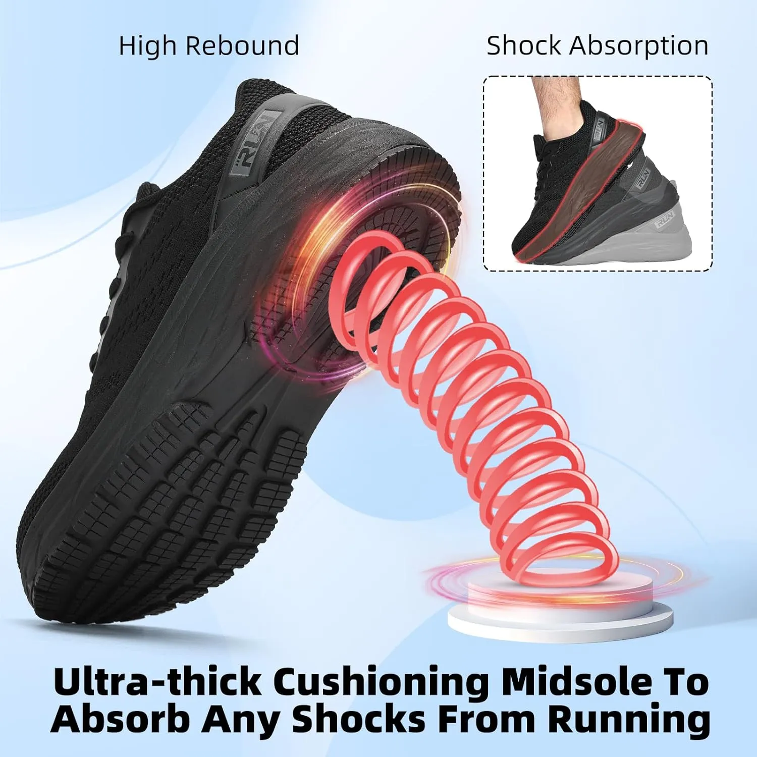 Slow Man Wide Toe Box Shoes for Men - Cushioned Road Running Shoe Non Slip Mens Walking Sneakers for Wide Feet Comfortable Athletic Gym Workout Sneaker