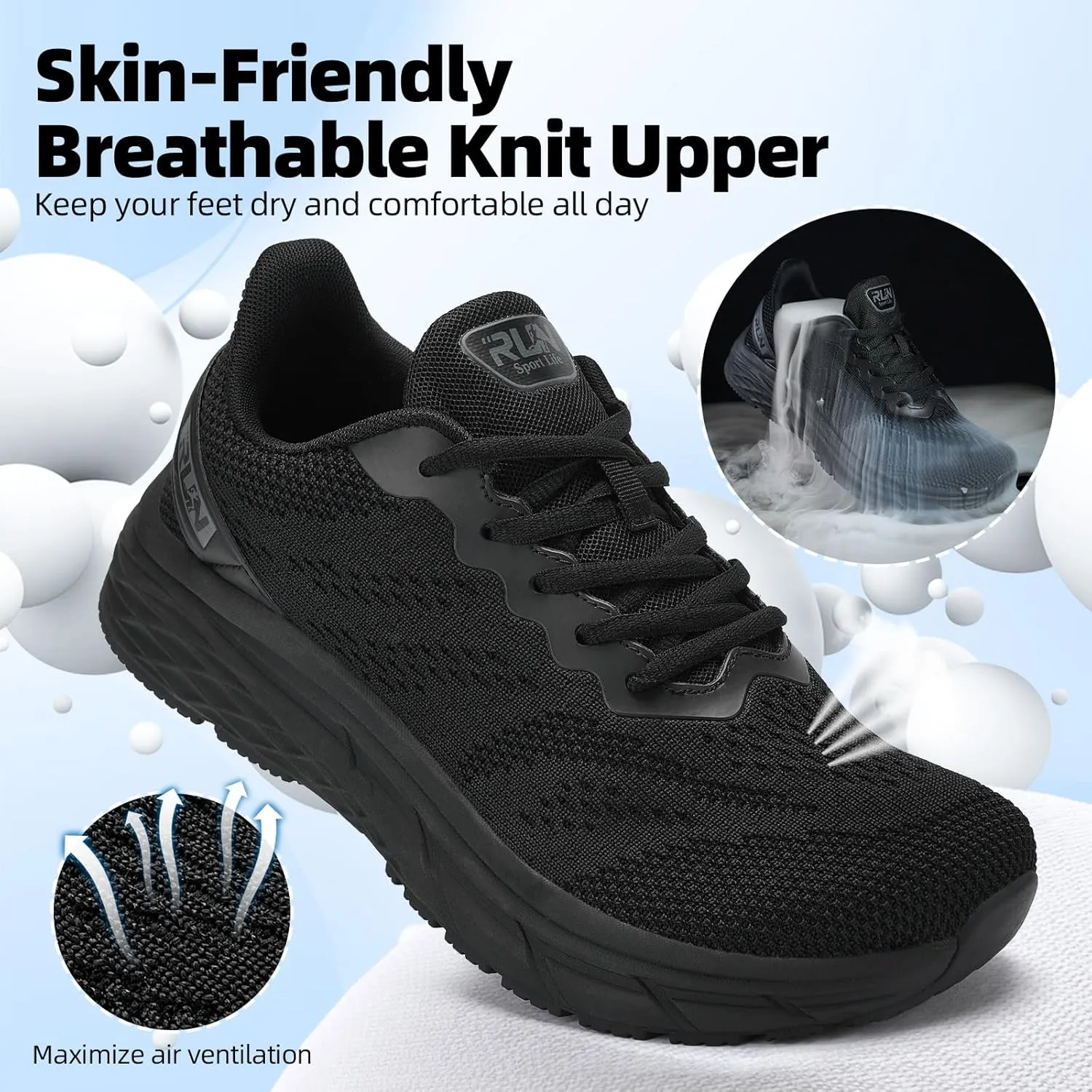 Slow Man Wide Toe Box Shoes for Men - Cushioned Road Running Shoe Non Slip Mens Walking Sneakers for Wide Feet Comfortable Athletic Gym Workout Sneaker