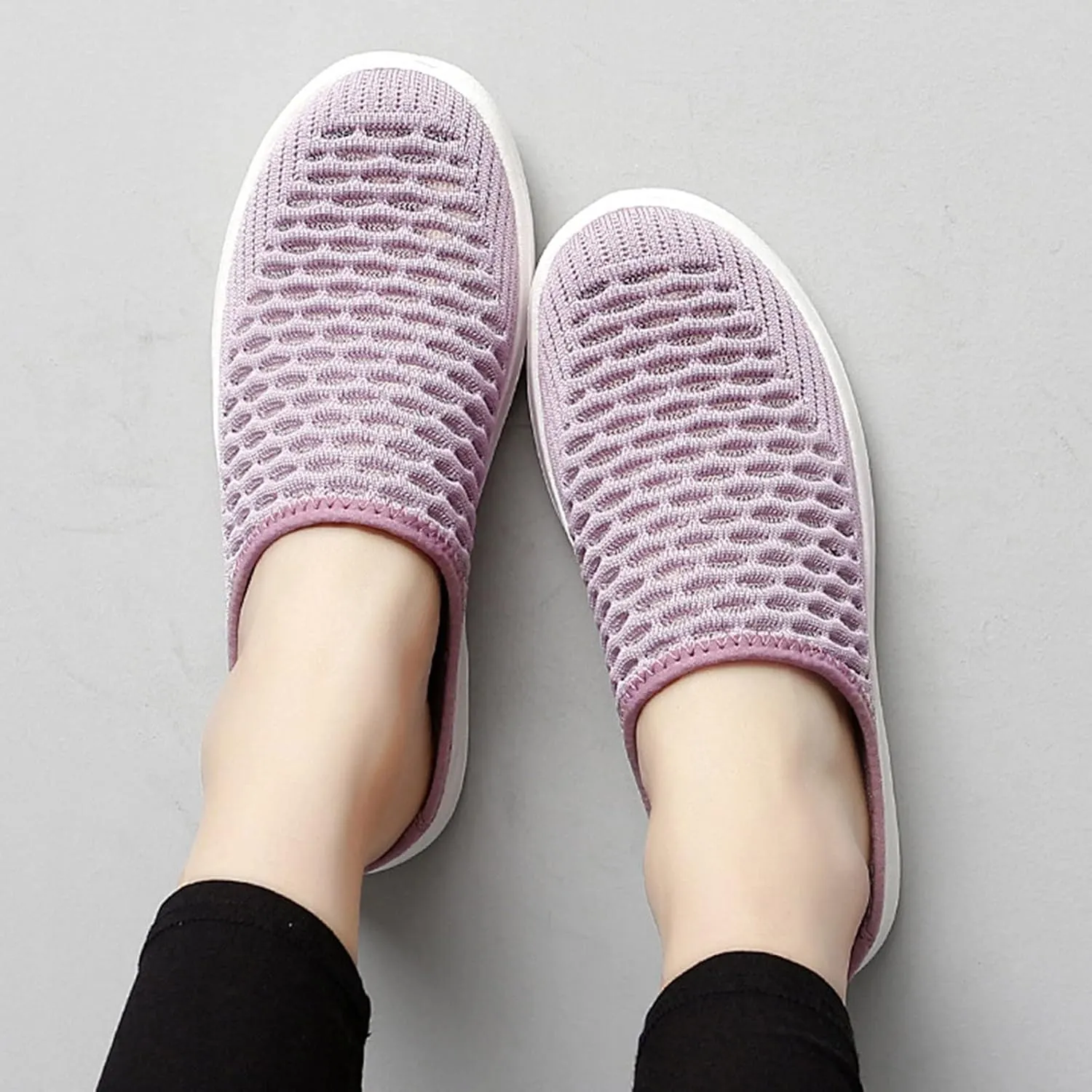 Sneaker Mules for Women Slip-On Orthopedic Slippers Backless Platform Sneakers Round Toe Mules Walking Sneakers