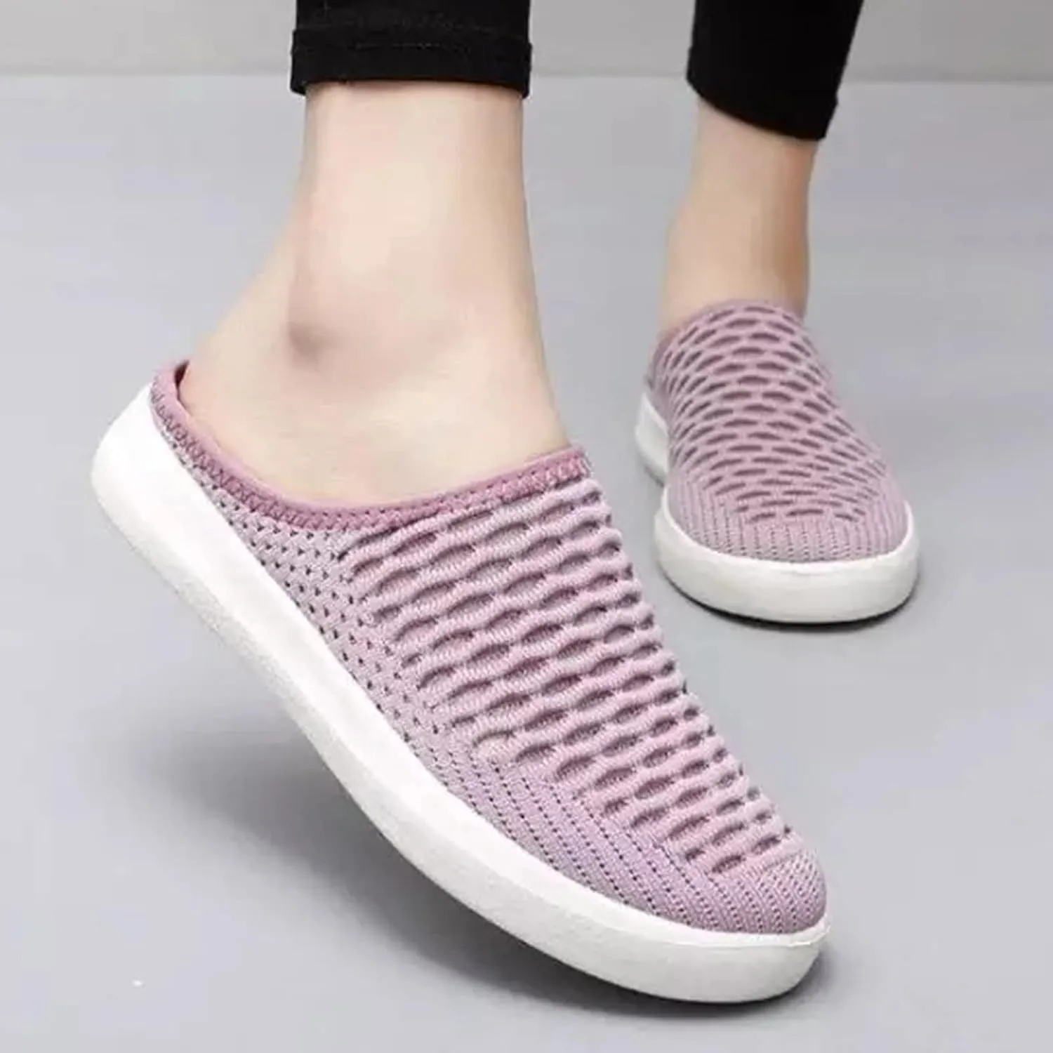 Sneaker Mules for Women Slip-On Orthopedic Slippers Backless Platform Sneakers Round Toe Mules Walking Sneakers
