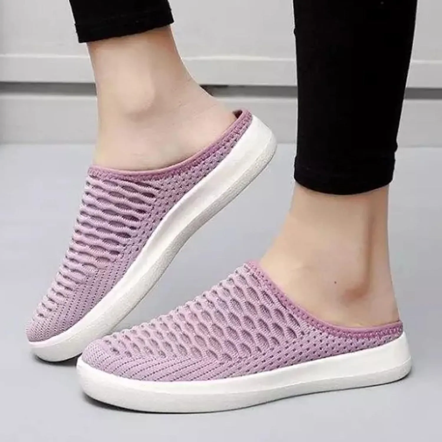 Sneaker Mules for Women Slip-On Orthopedic Slippers Backless Platform Sneakers Round Toe Mules Walking Sneakers