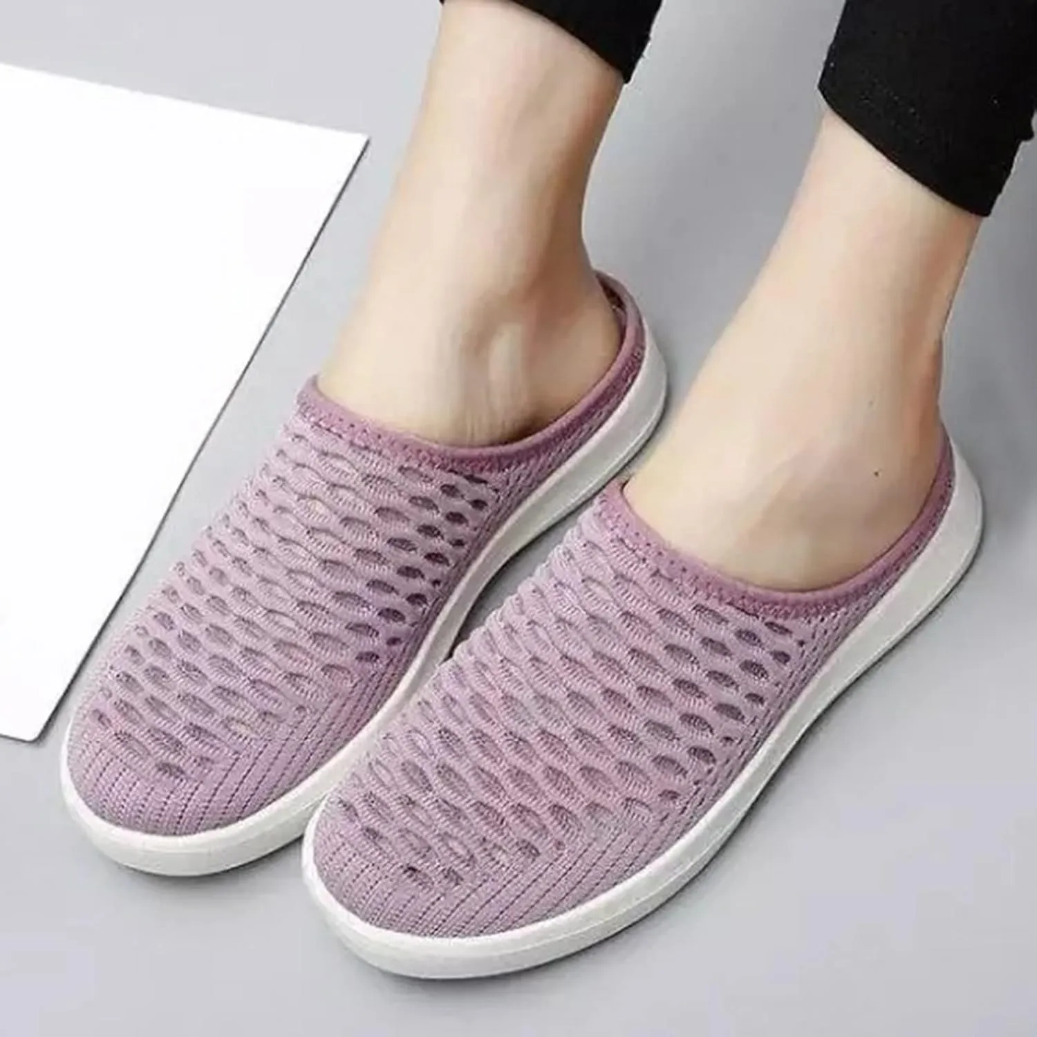 Sneaker Mules for Women Slip-On Orthopedic Slippers Backless Platform Sneakers Round Toe Mules Walking Sneakers