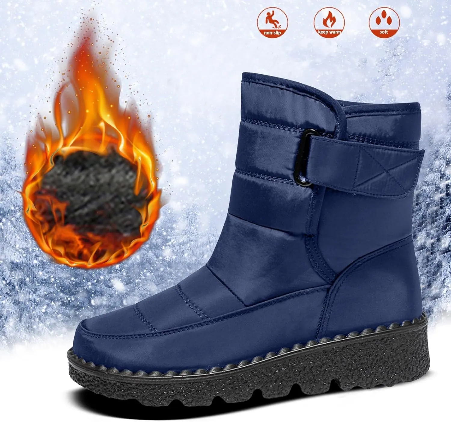 Snow Boots For Women Platform Boots for Women Comfy Flat Boots Fashion Comfortable Soft Sole Warm Padded Snow Boots