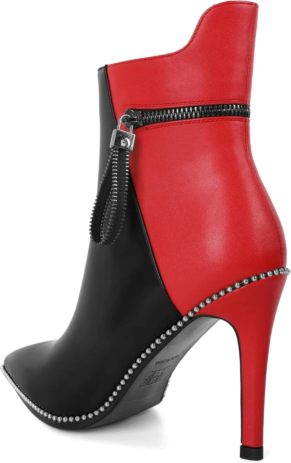 Soireelady Women Ankle Boots High Heel Boots Pointed Toe Stilettos Booties Beaded Short Boots Side Zipper 4 Inch