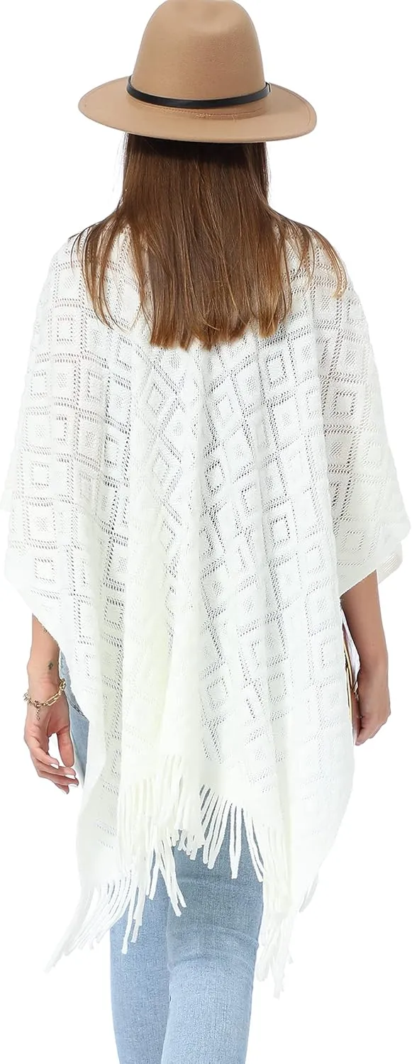 Soul Young Knit Shawl Wrap for Women Ladies Fringe Poncho Blanket Cardigan Cape