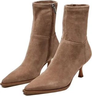 SOVANYOU Women's Kitten Heel Ankle Boots Pointed Toe Stiletto Booties with Side Zipper Fashion Dress Boots