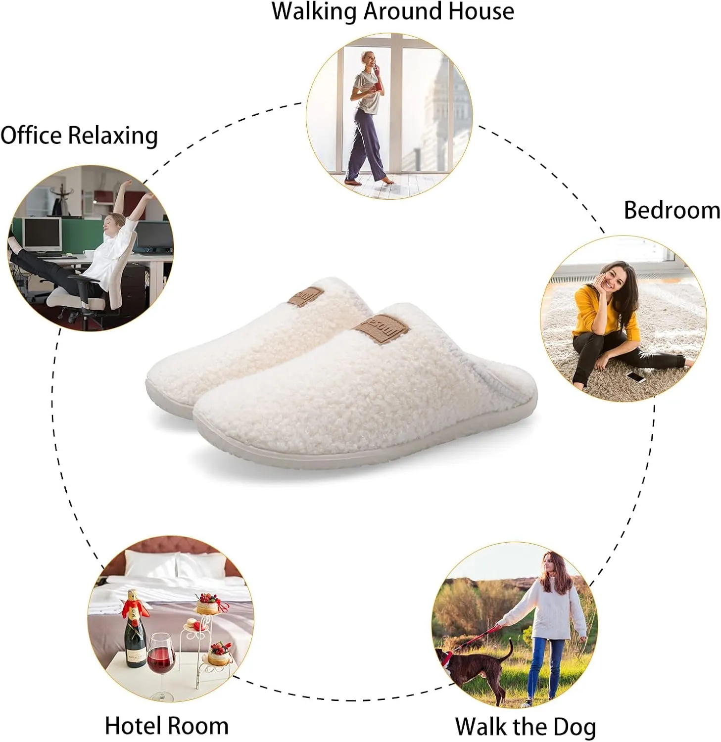 Spesoul Fuzzy House Slippers for Women Men Indoor Closed Back Lightweight Cozy Faux Furry Lining Barefoot House Shoes Slipper Socks for Bedroom Home Office Yoga Outdoor Walking Shoes