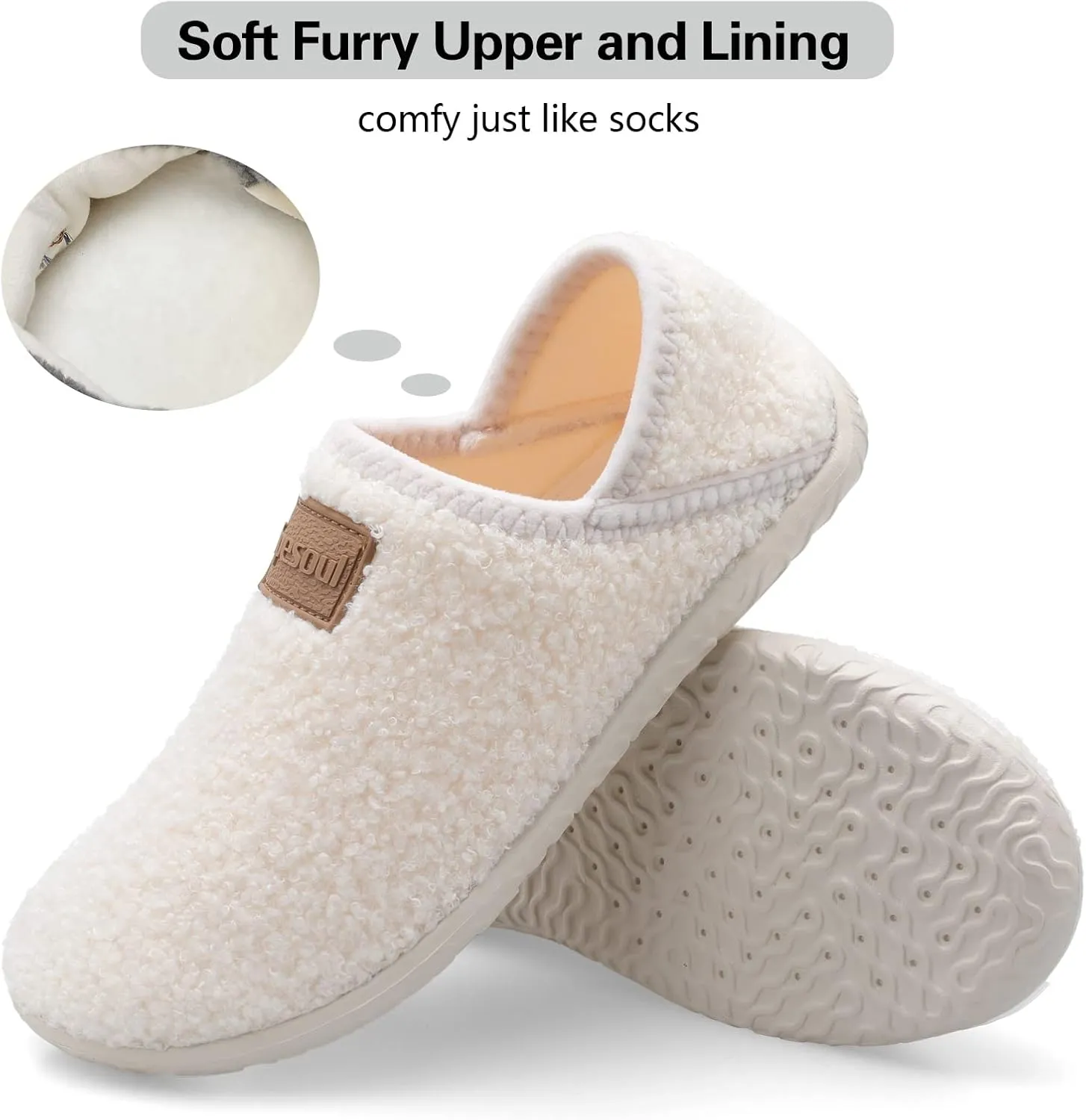 Spesoul Fuzzy House Slippers for Women Men Indoor Closed Back Lightweight Cozy Faux Furry Lining Barefoot House Shoes Slipper Socks for Bedroom Home Office Yoga Outdoor Walking Shoes