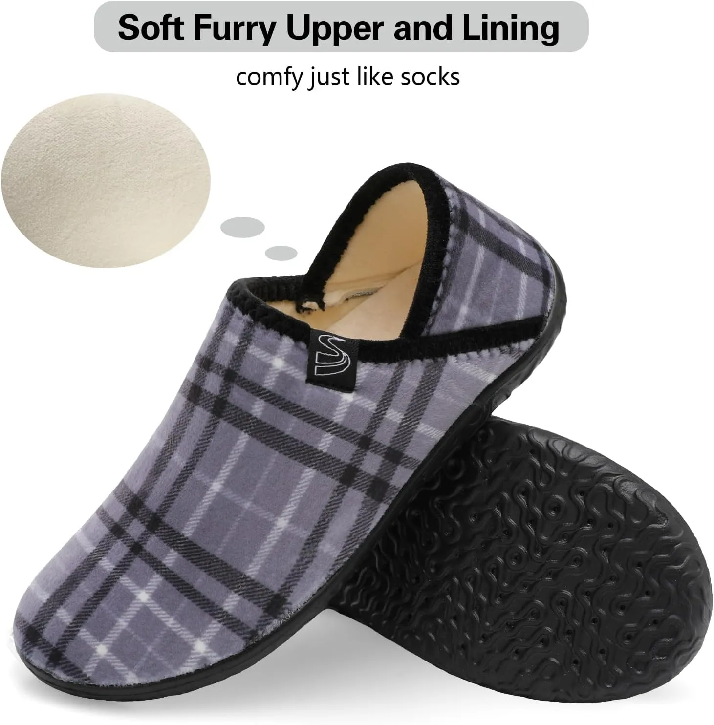 Spesoul Fuzzy House Slippers for Women Men Indoor Closed Back Lightweight Cozy Faux Furry Lining Barefoot House Shoes Slipper Socks for Bedroom Home Office Yoga Outdoor Walking Shoes