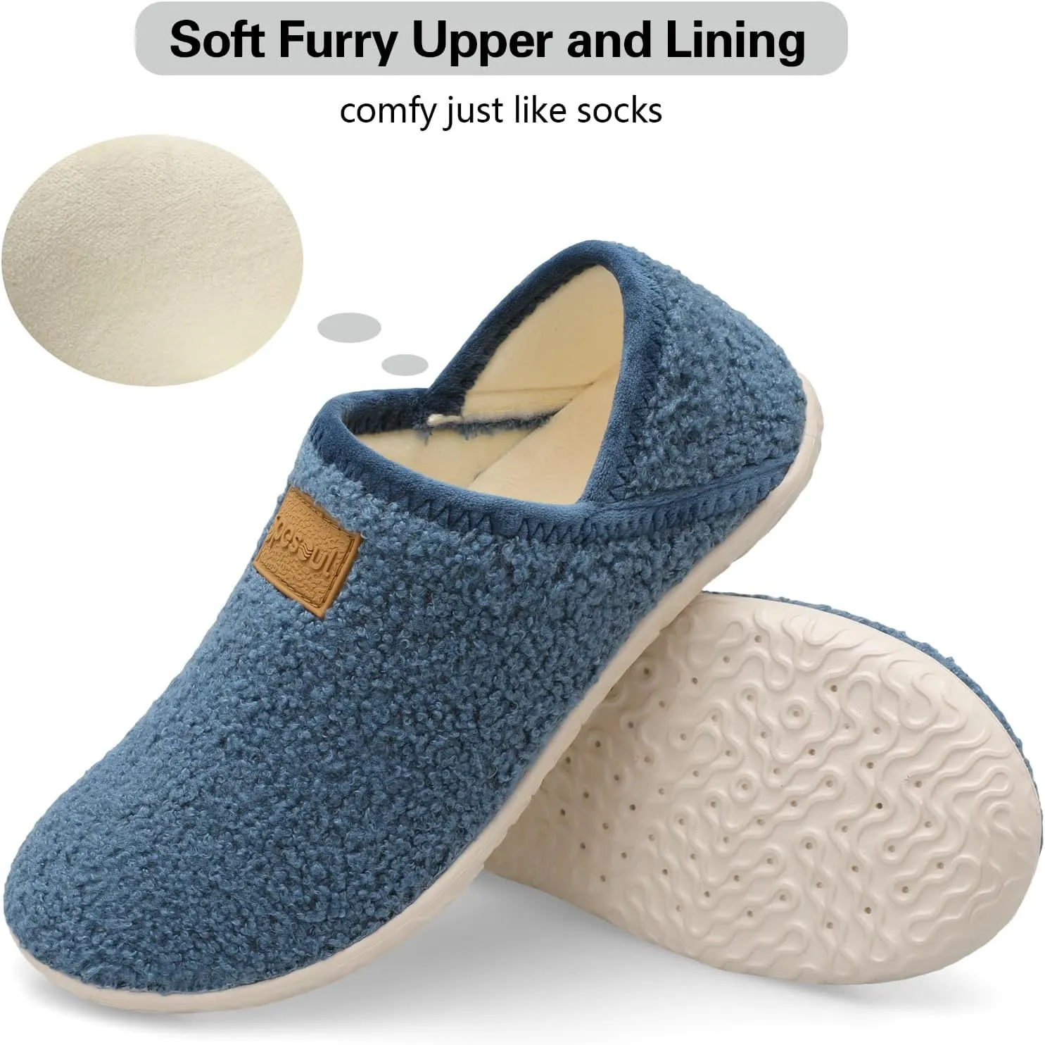 Spesoul Fuzzy House Slippers for Women Men Indoor Closed Back Lightweight Cozy Faux Furry Lining Barefoot House Shoes Slipper Socks for Bedroom Home Office Yoga Outdoor Walking Shoes