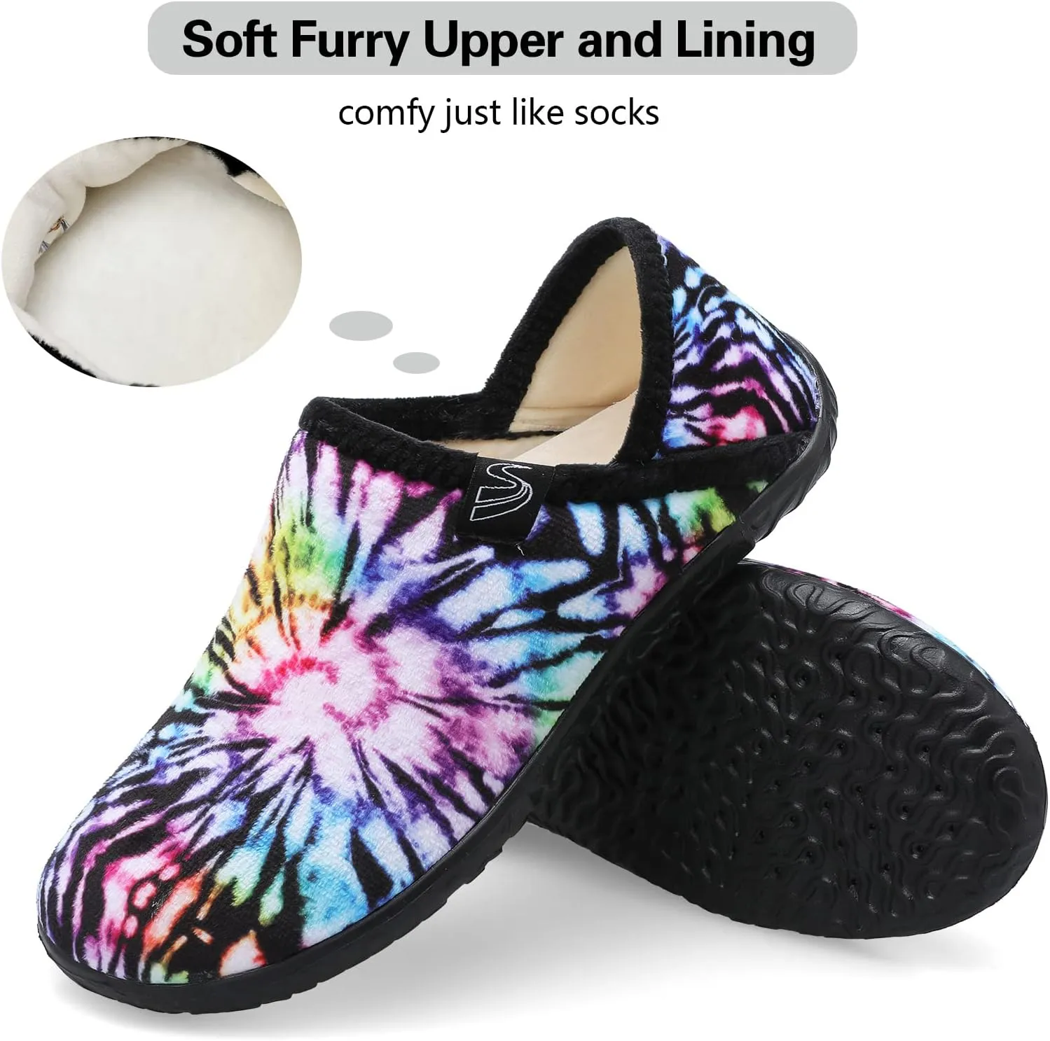 Spesoul Fuzzy House Slippers for Women Men Indoor Closed Back Lightweight Cozy Faux Furry Lining Barefoot House Shoes Slipper Socks for Bedroom Home Office Yoga Outdoor Walking Shoes
