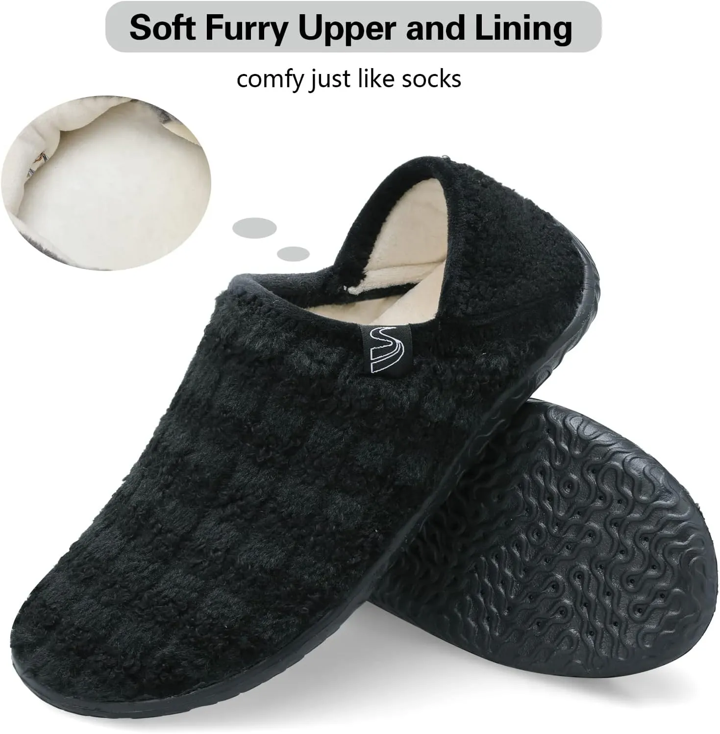 Spesoul Fuzzy House Slippers for Women Men Indoor Closed Back Lightweight Cozy Faux Furry Lining Barefoot House Shoes Slipper Socks for Bedroom Home Office Yoga Outdoor Walking Shoes