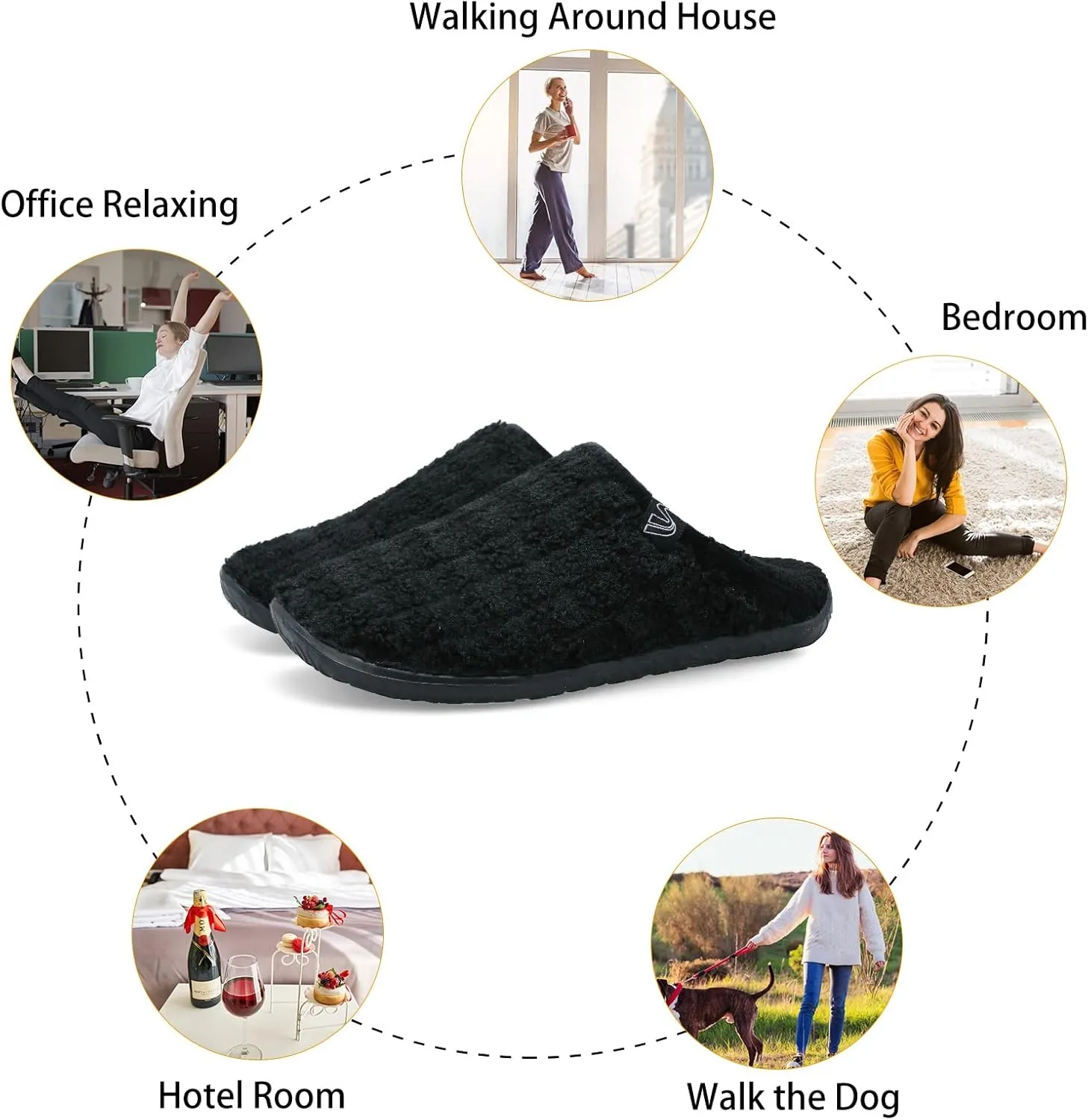 Spesoul Fuzzy House Slippers for Women Men Indoor Closed Back Lightweight Cozy Faux Furry Lining Barefoot House Shoes Slipper Socks for Bedroom Home Office Yoga Outdoor Walking Shoes