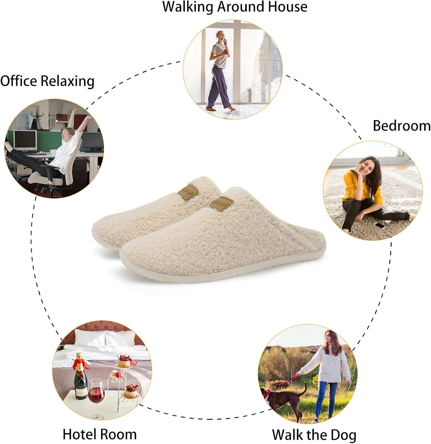 Spesoul Fuzzy House Slippers for Women Men Indoor Closed Back Lightweight Cozy Faux Furry Lining Barefoot House Shoes Slipper Socks for Bedroom Home Office Yoga Outdoor Walking Shoes