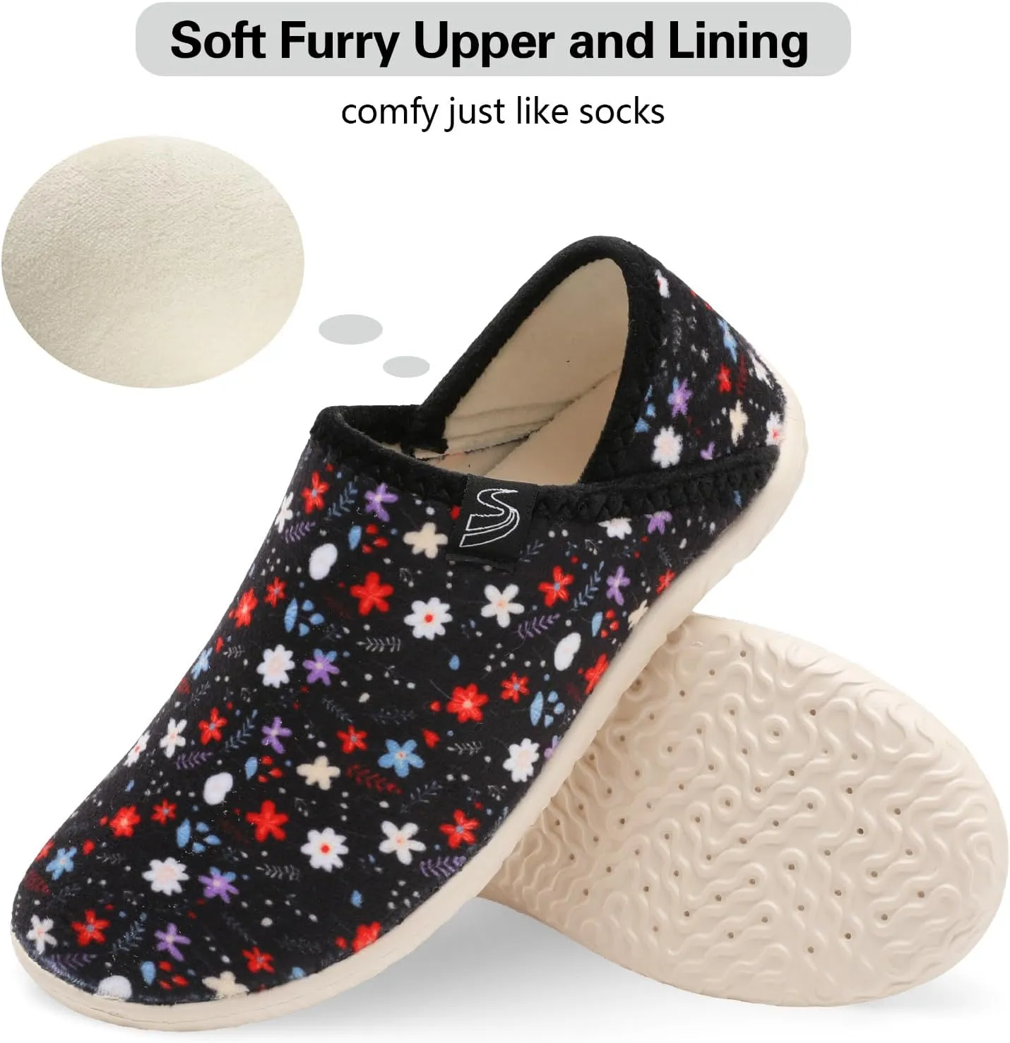 Spesoul Fuzzy House Slippers for Women Men Indoor Closed Back Lightweight Cozy Faux Furry Lining Barefoot House Shoes Slipper Socks for Bedroom Home Office Yoga Outdoor Walking Shoes