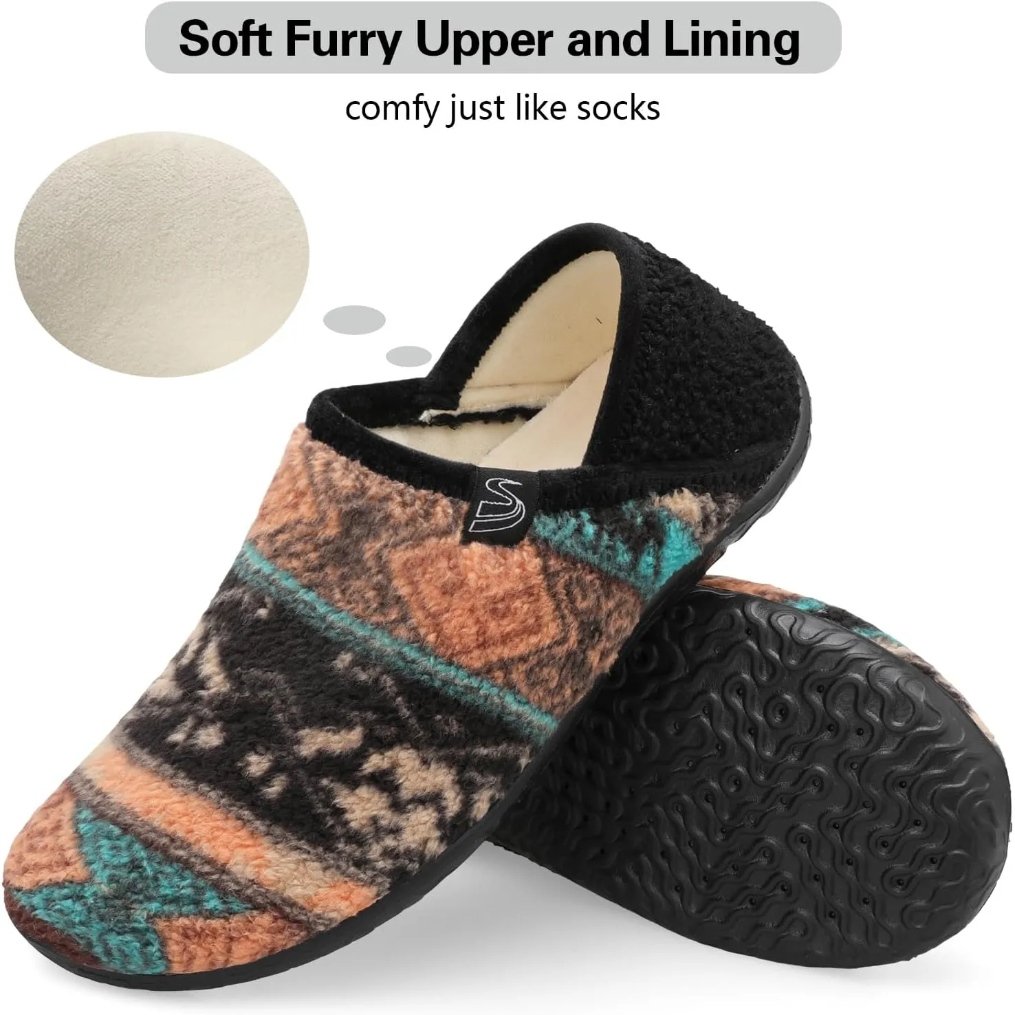 Spesoul Fuzzy House Slippers for Women Men Indoor Closed Back Lightweight Cozy Faux Furry Lining Barefoot House Shoes Slipper Socks for Bedroom Home Office Yoga Outdoor Walking Shoes