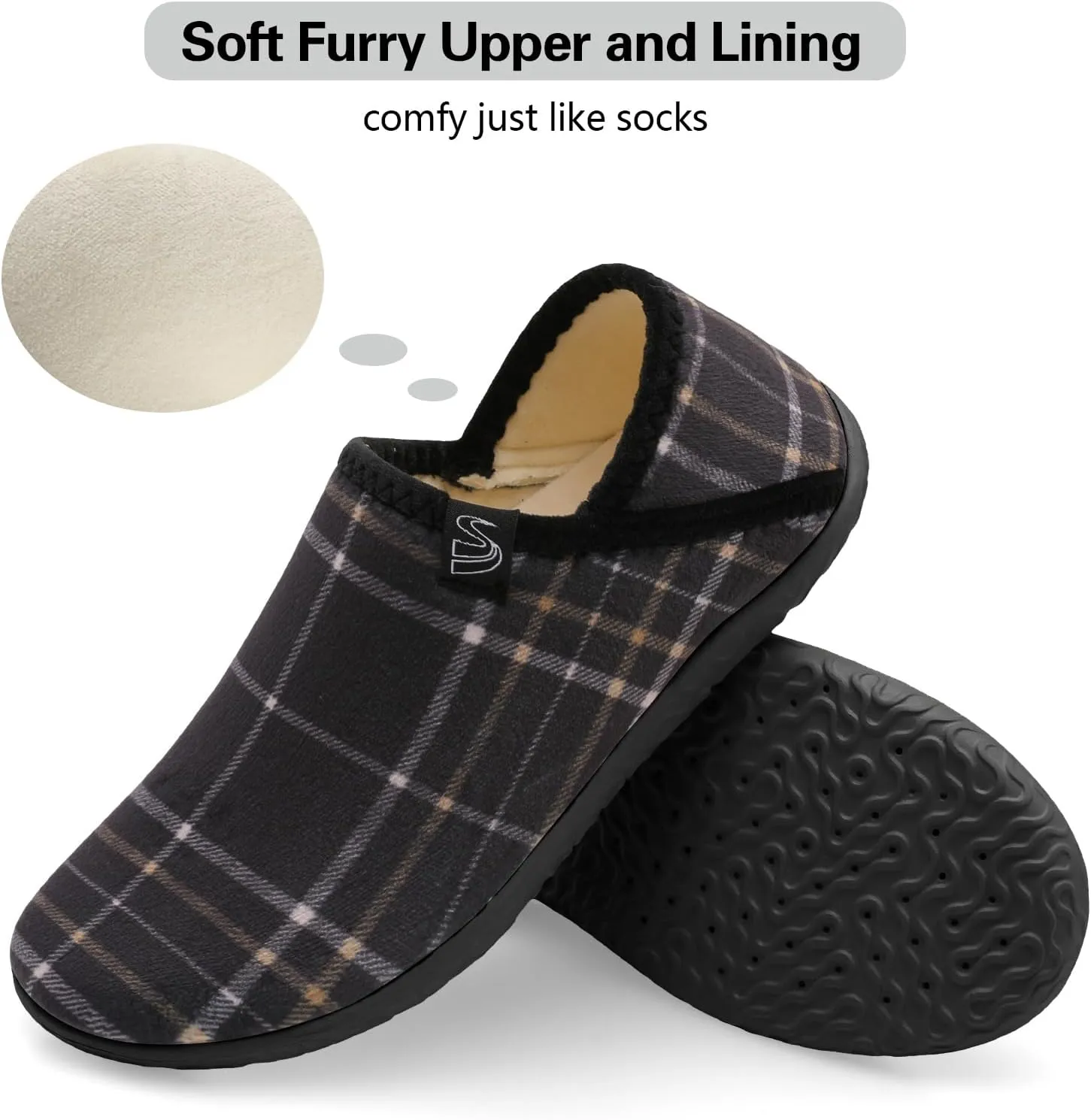 Spesoul Fuzzy House Slippers for Women Men Indoor Closed Back Lightweight Cozy Faux Furry Lining Barefoot House Shoes Slipper Socks for Bedroom Home Office Yoga Outdoor Walking Shoes