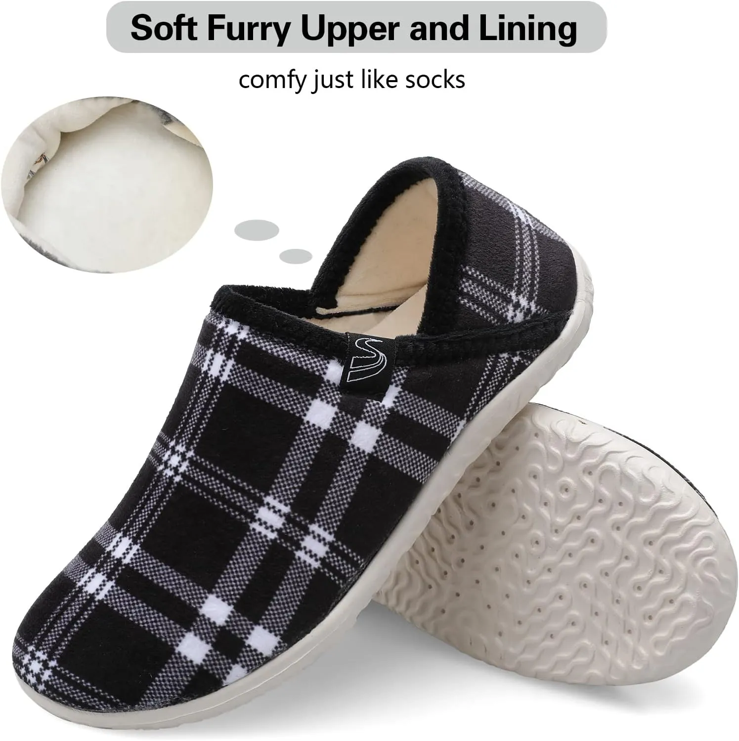 Spesoul Fuzzy House Slippers for Women Men Indoor Closed Back Lightweight Cozy Faux Furry Lining Barefoot House Shoes Slipper Socks for Bedroom Home Office Yoga Outdoor Walking Shoes