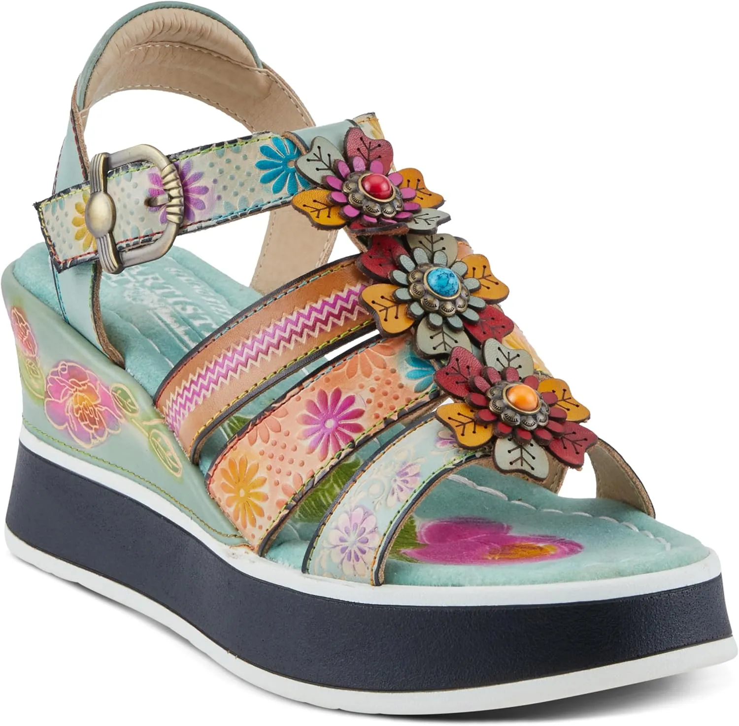 Spring Step L'Artiste Women's FloralBloom - Hand-Painted Lightweight Athleisure Sandals