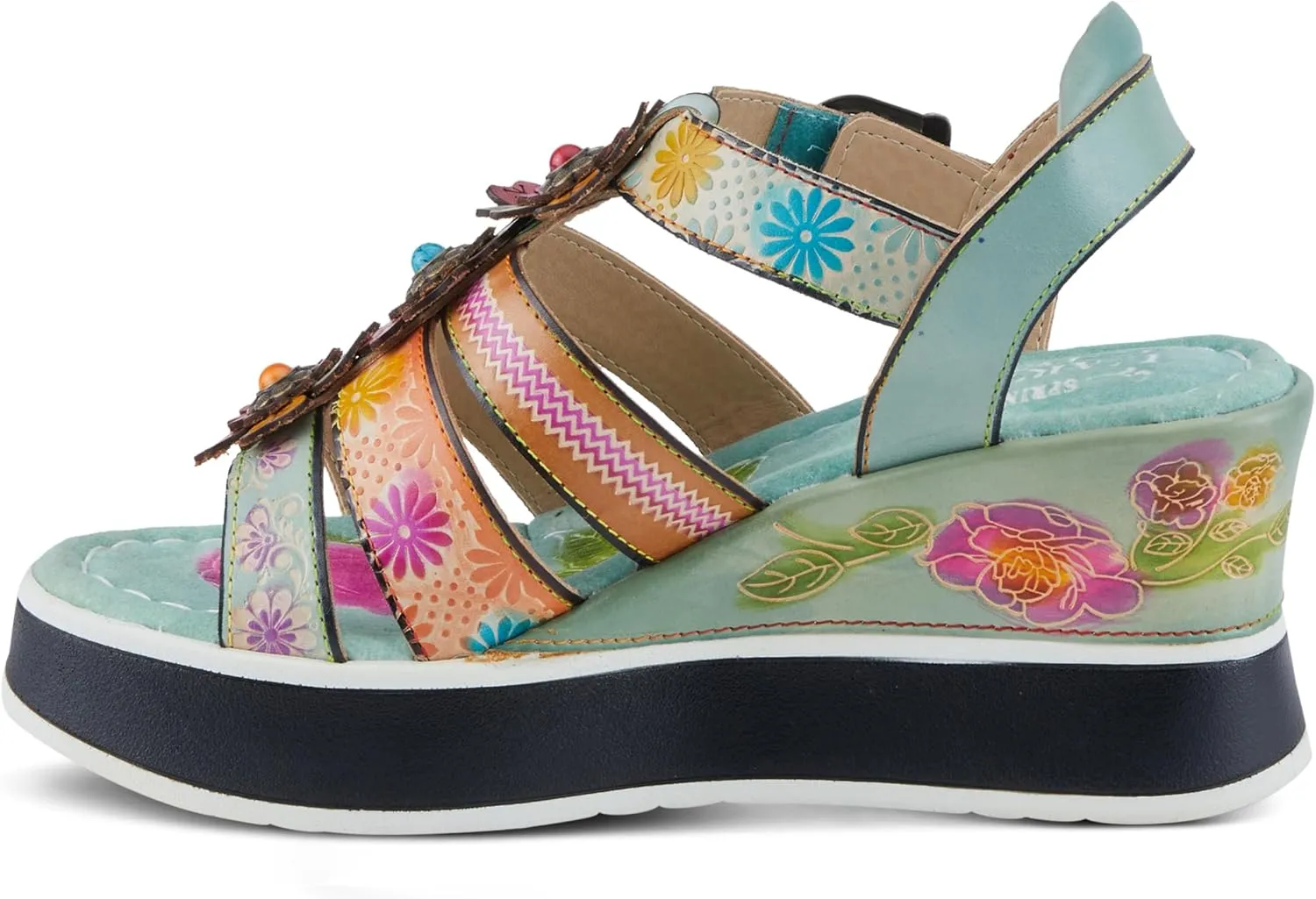 Spring Step L'Artiste Women's FloralBloom - Hand-Painted Lightweight Athleisure Sandals