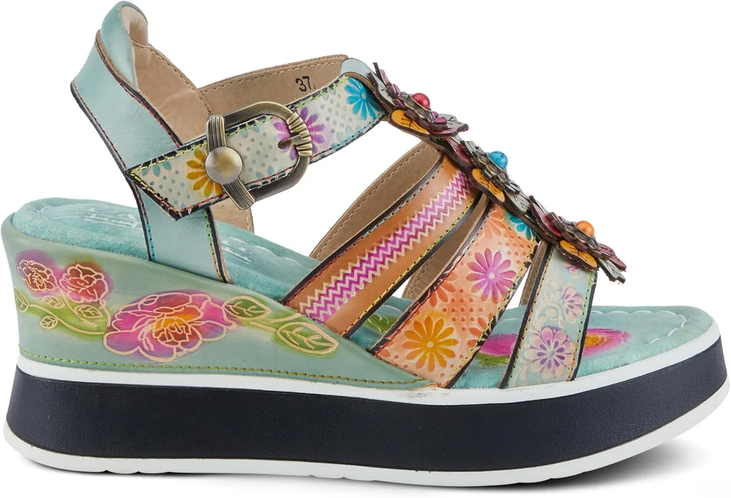 Spring Step L'Artiste Women's FloralBloom - Hand-Painted Lightweight Athleisure Sandals