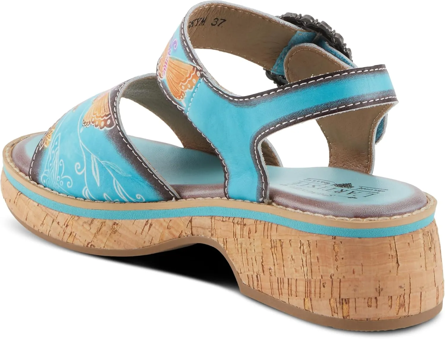 Spring Step L'Artiste Women's KENNA Hand-Painted Leather Sandals with Crystal Buckle