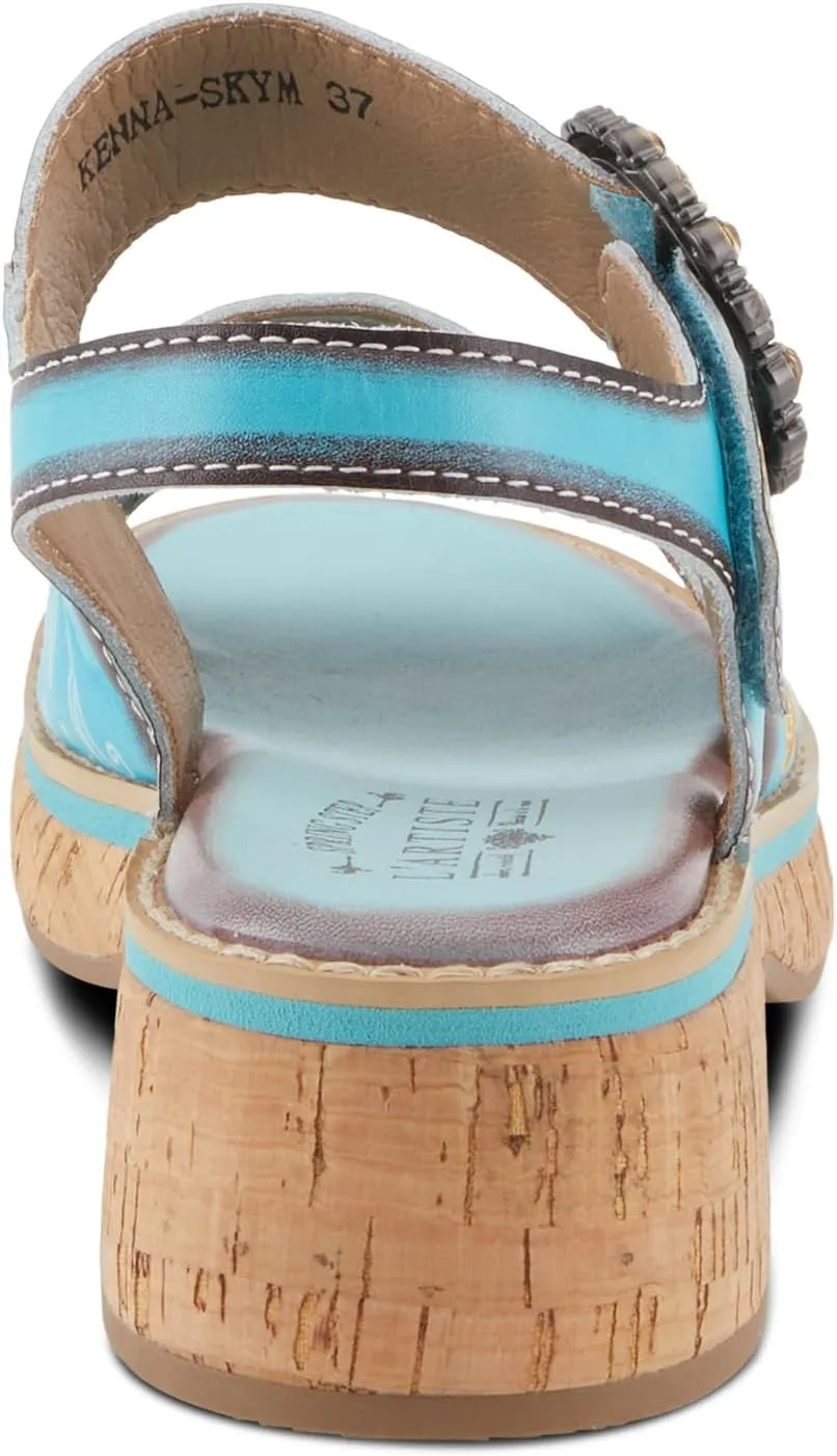 Spring Step L'Artiste Women's KENNA Hand-Painted Leather Sandals with Crystal Buckle