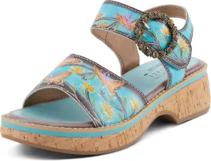 Spring Step L'Artiste Women's KENNA Hand-Painted Leather Sandals with Crystal Buckle